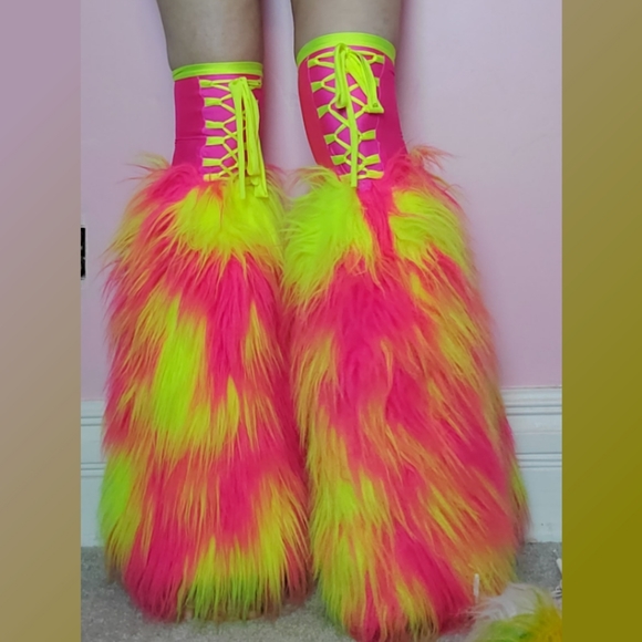SOLD Contagious Club Wear Knee High Raver Fluffies - Picture 2 of 4